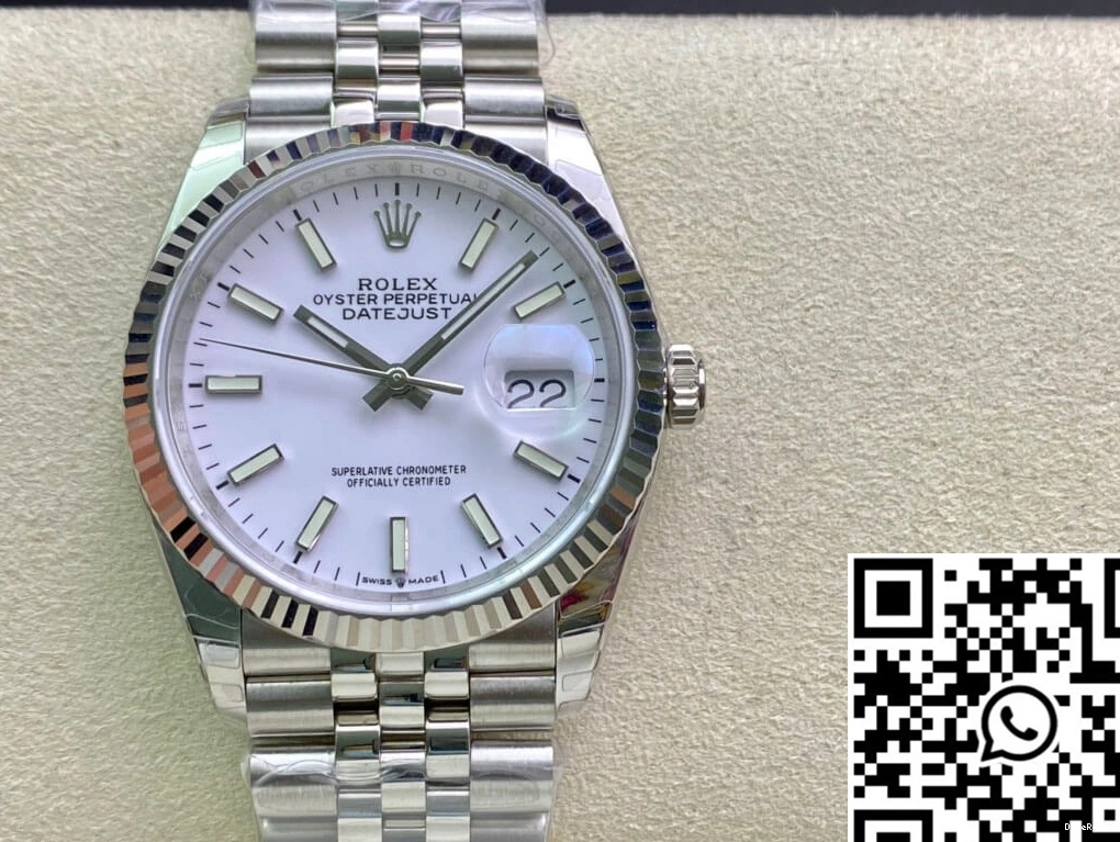 Datejust Factory White Rolex Steel 36MM EW Stainless Dial 0404